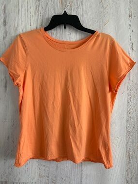 J. Jill Raw Edge Short Sleeve Crew Tee in Orange